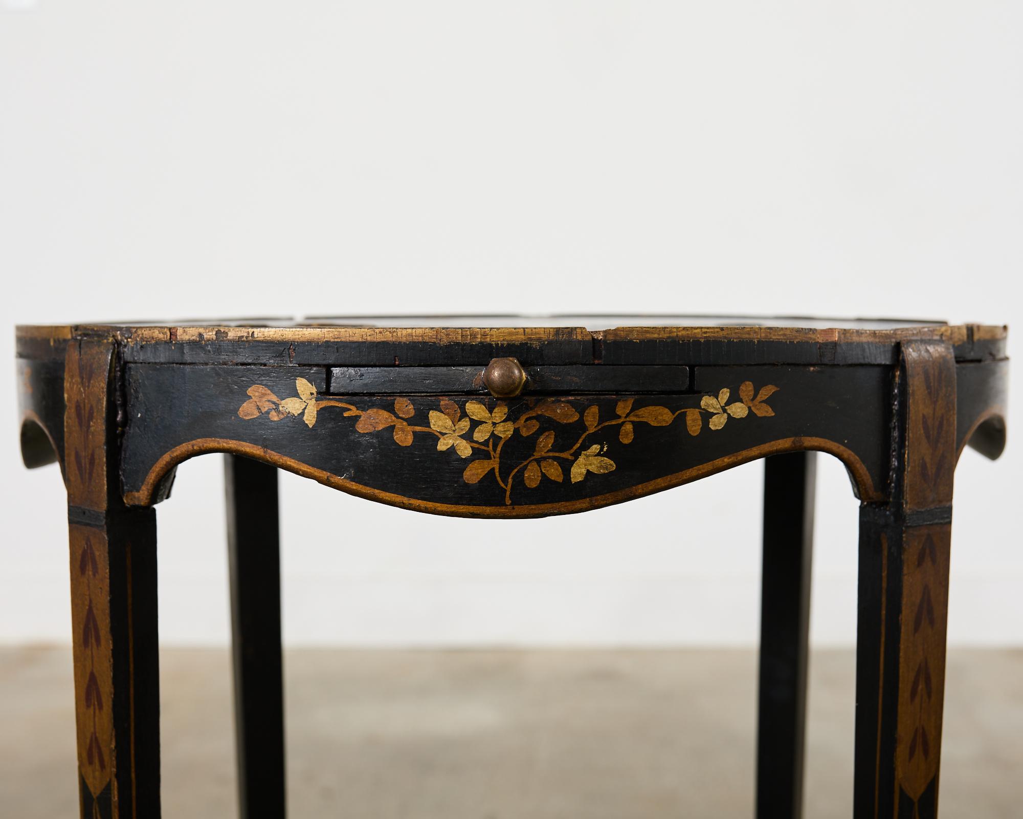 19th Century English Chinoiserie Revival Lacquered Drinks Table For Sale 1