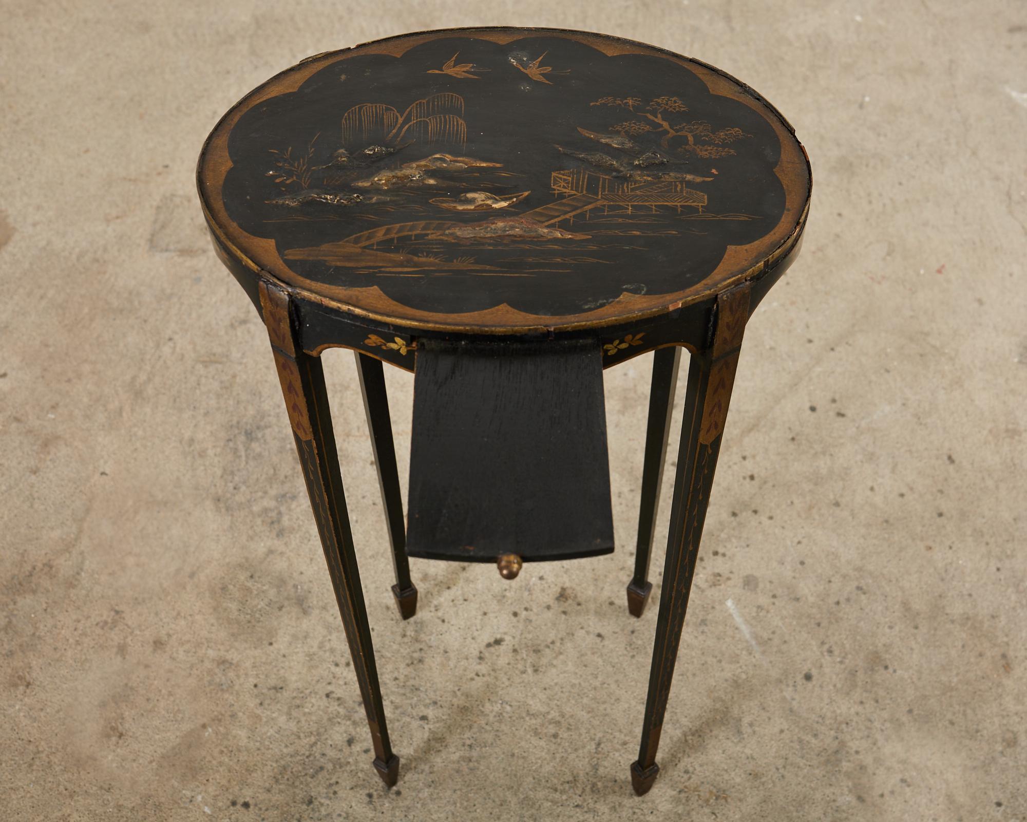 19th Century English Chinoiserie Revival Lacquered Drinks Table For Sale 2