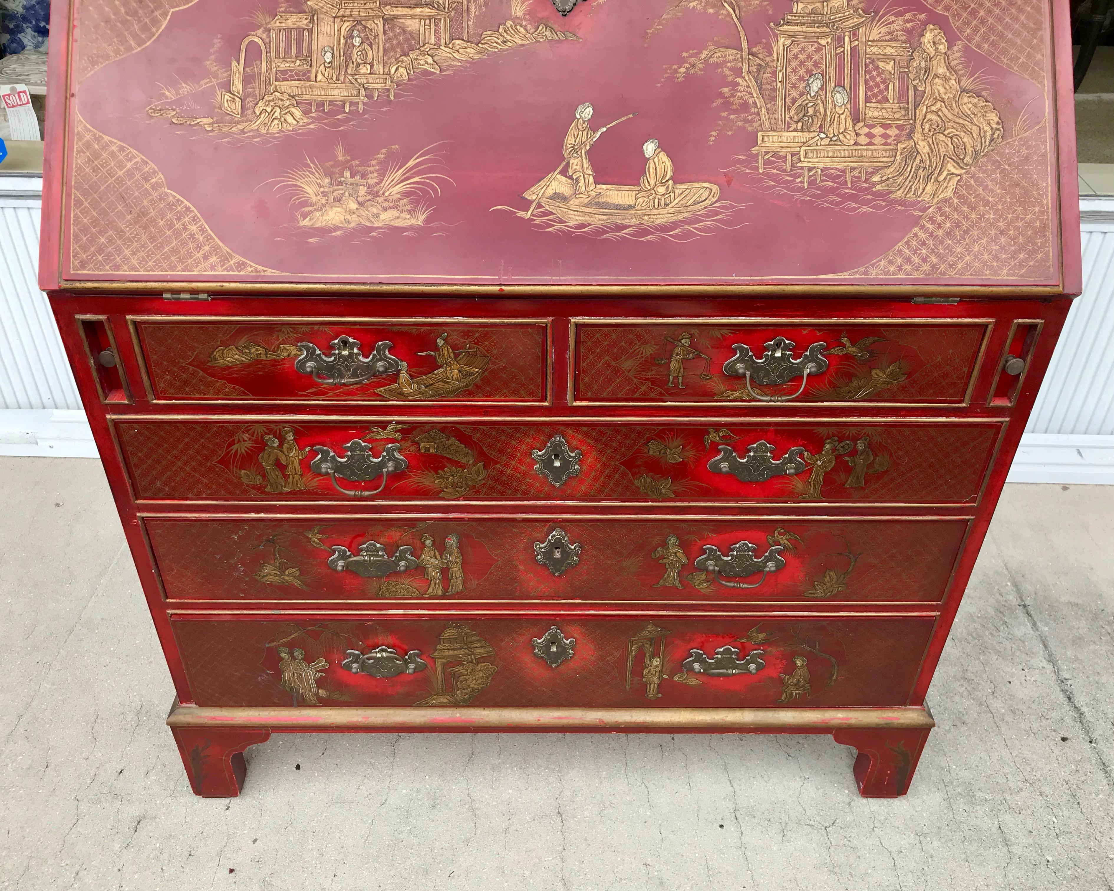 19th Century English Chinoiserie Secretary Desk 12