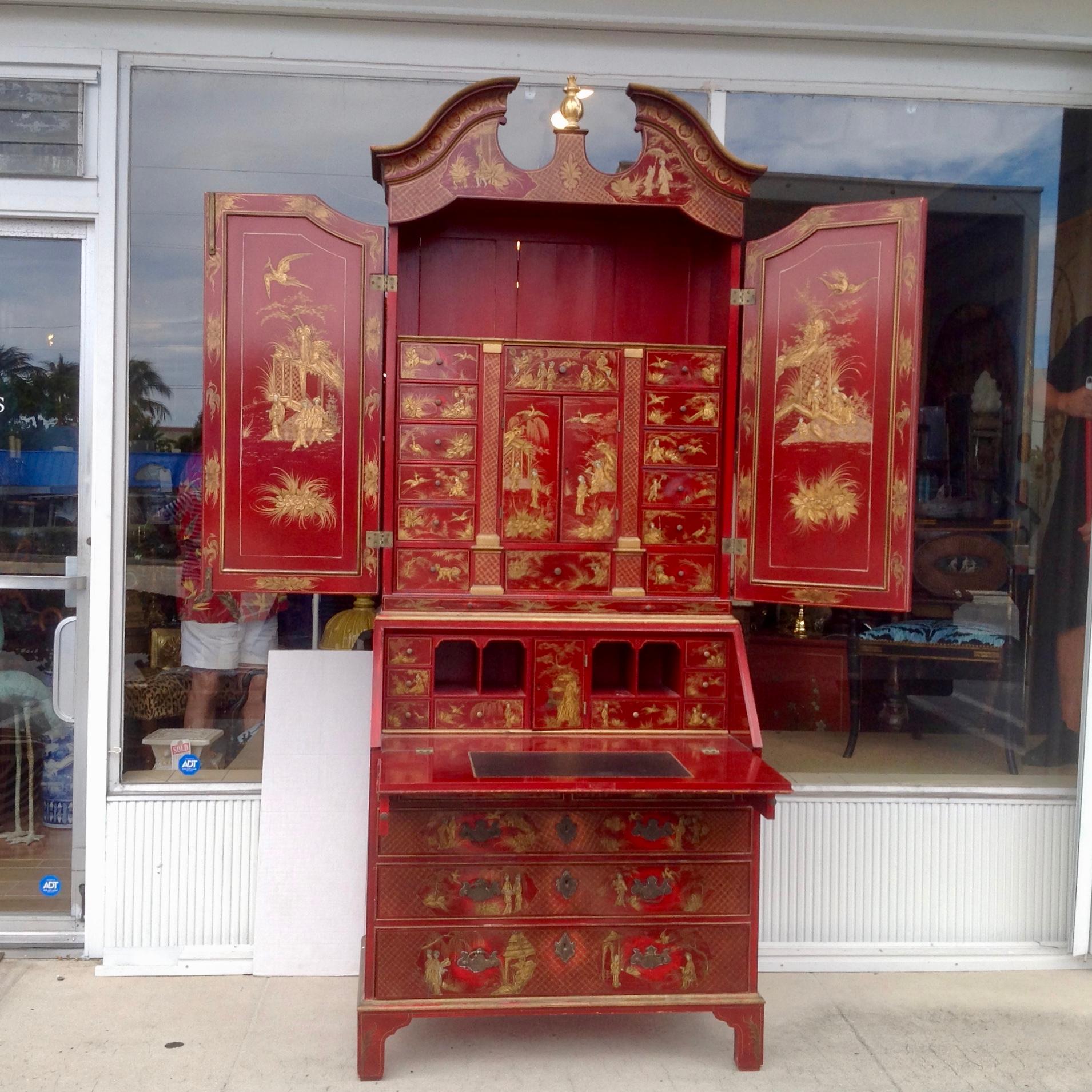 antique oriental secretary desk