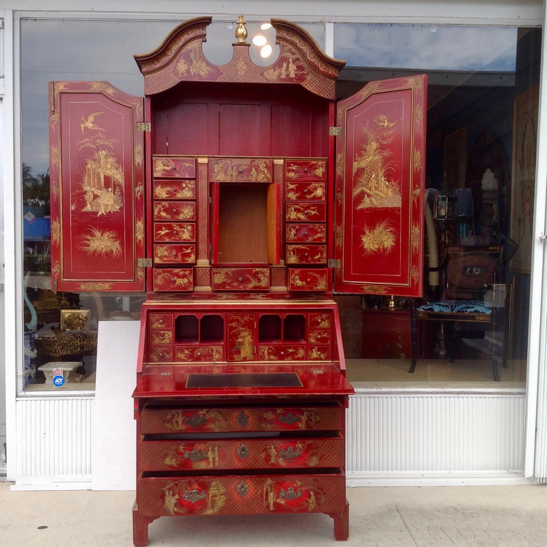 19th Century English Chinoiserie Secretary Desk In Good Condition In West Palm Beach, FL