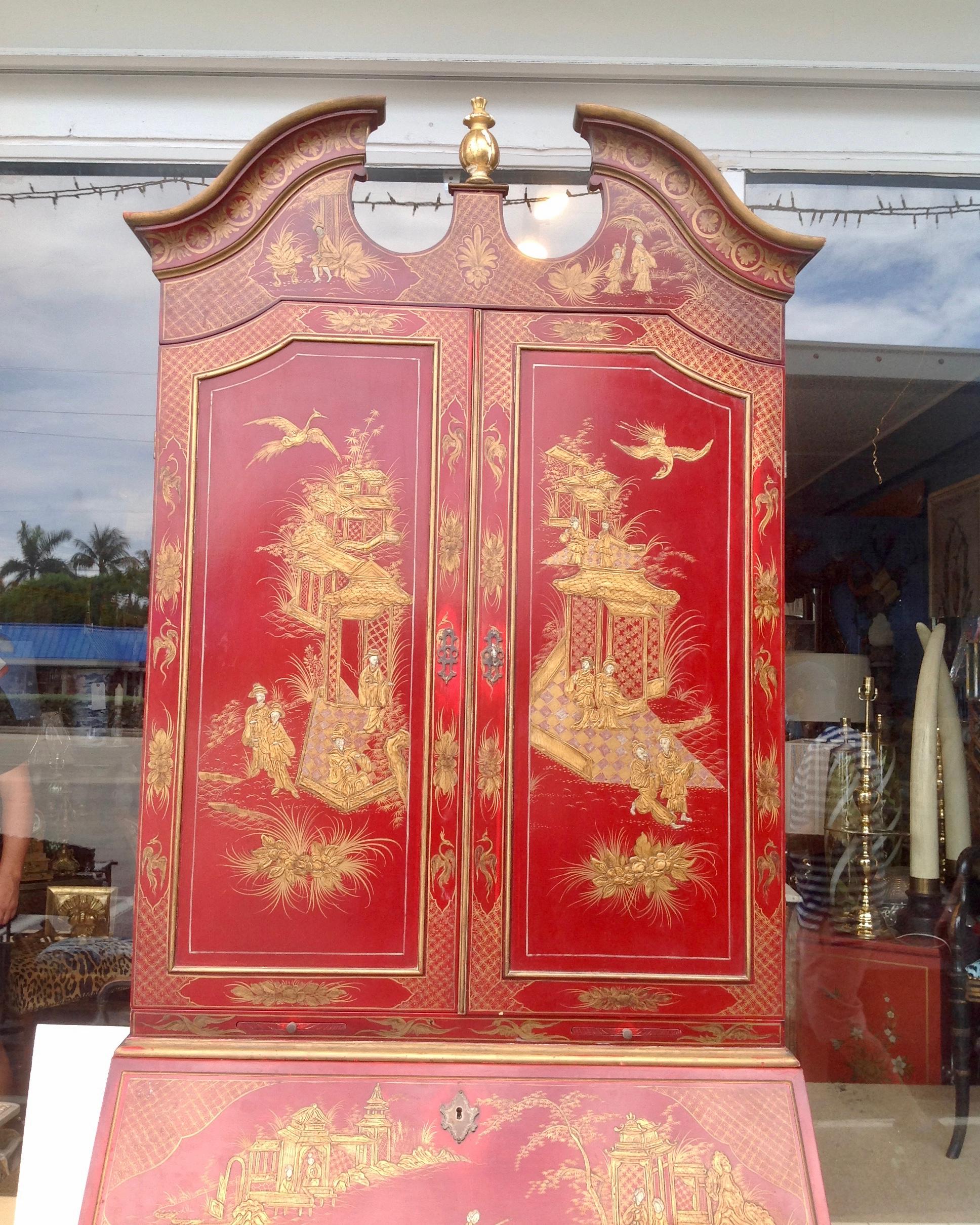 19th Century English Chinoiserie Secretary Desk 1