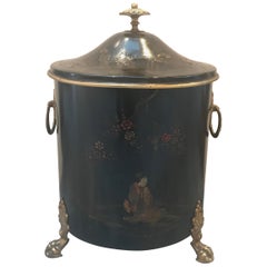 19th Century English Chinoiserie Tole Fireplace Tinder Box 