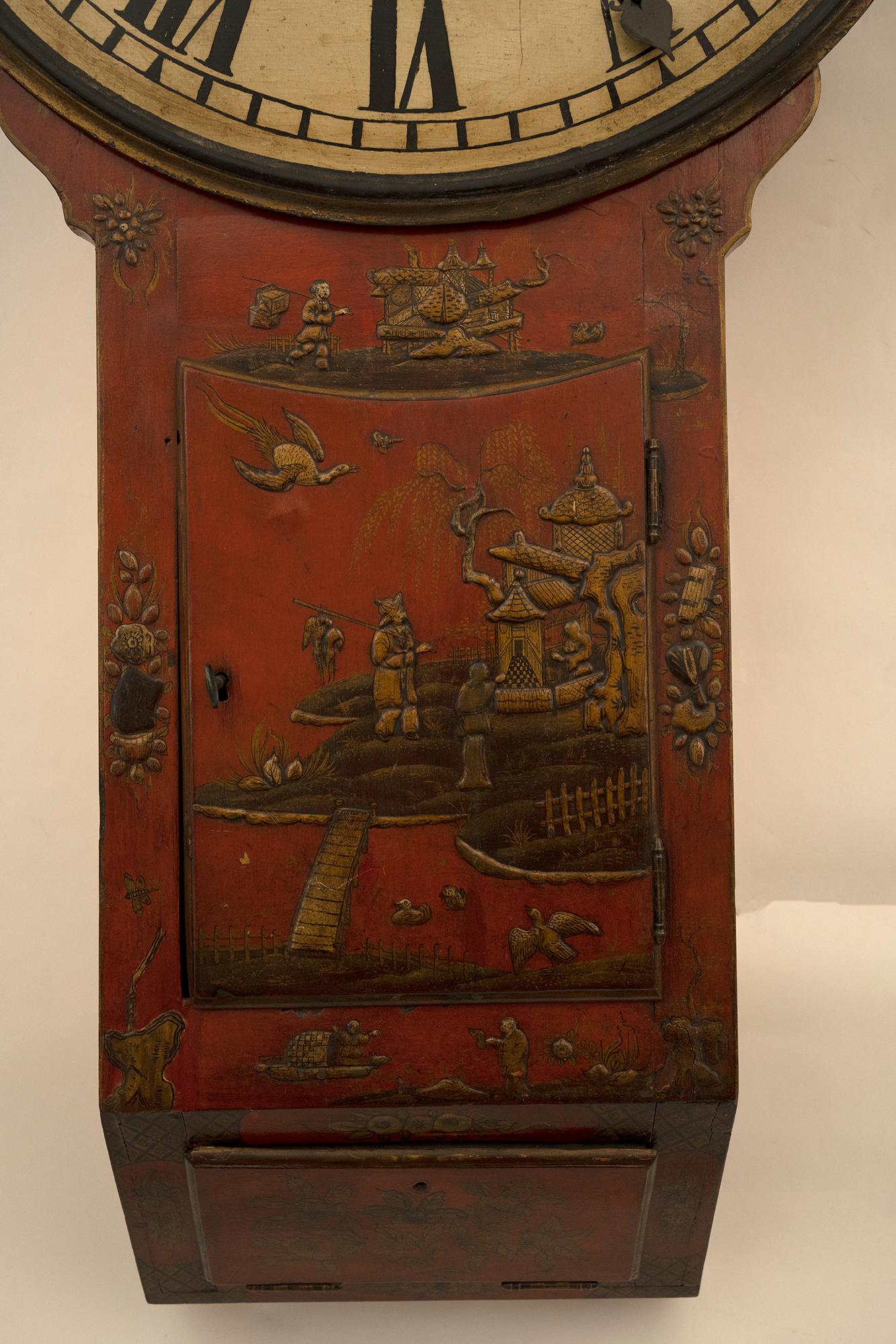 19th Century English Chinoiserie Wall Clock In Good Condition In New York, NY