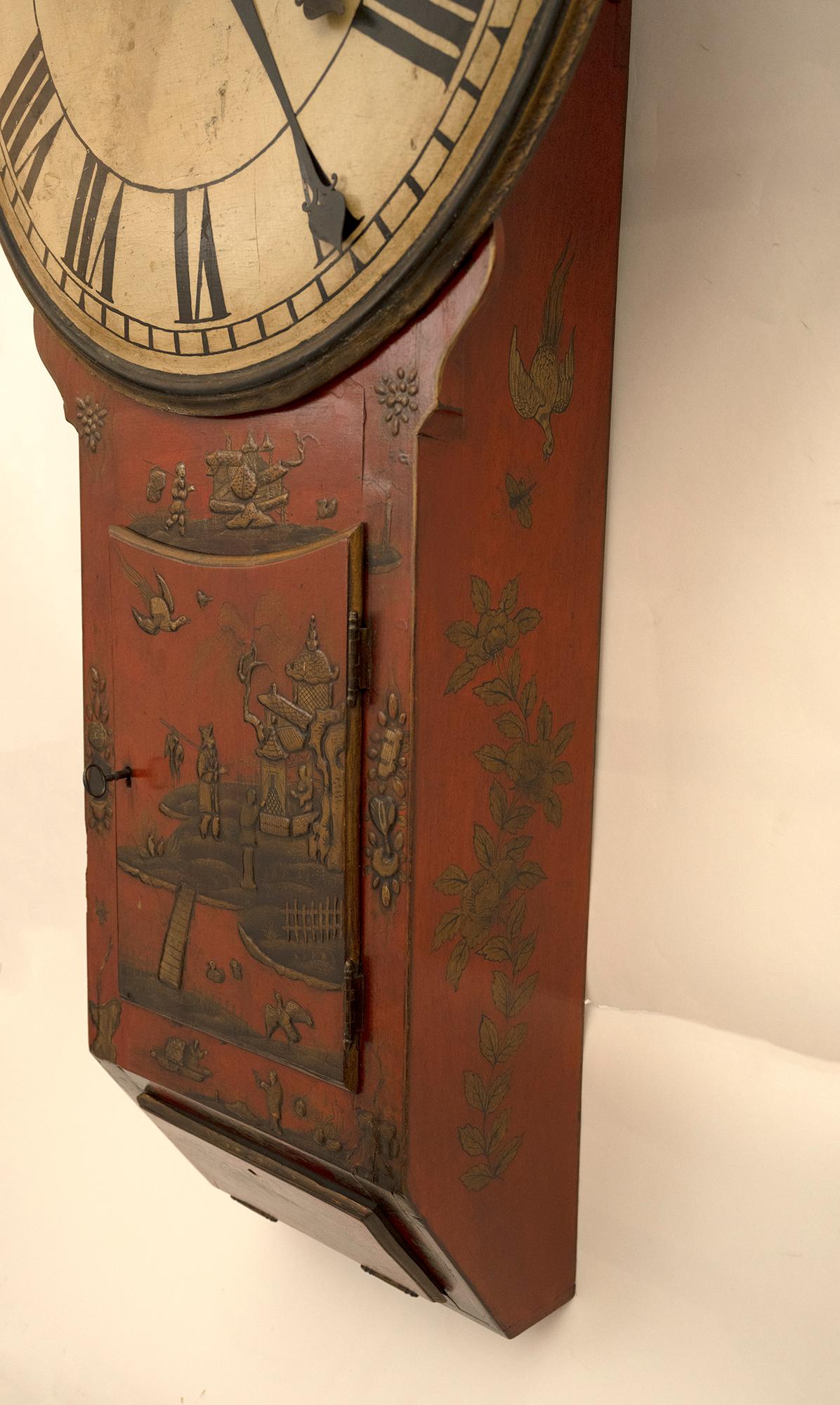 Metal 19th Century English Chinoiserie Wall Clock