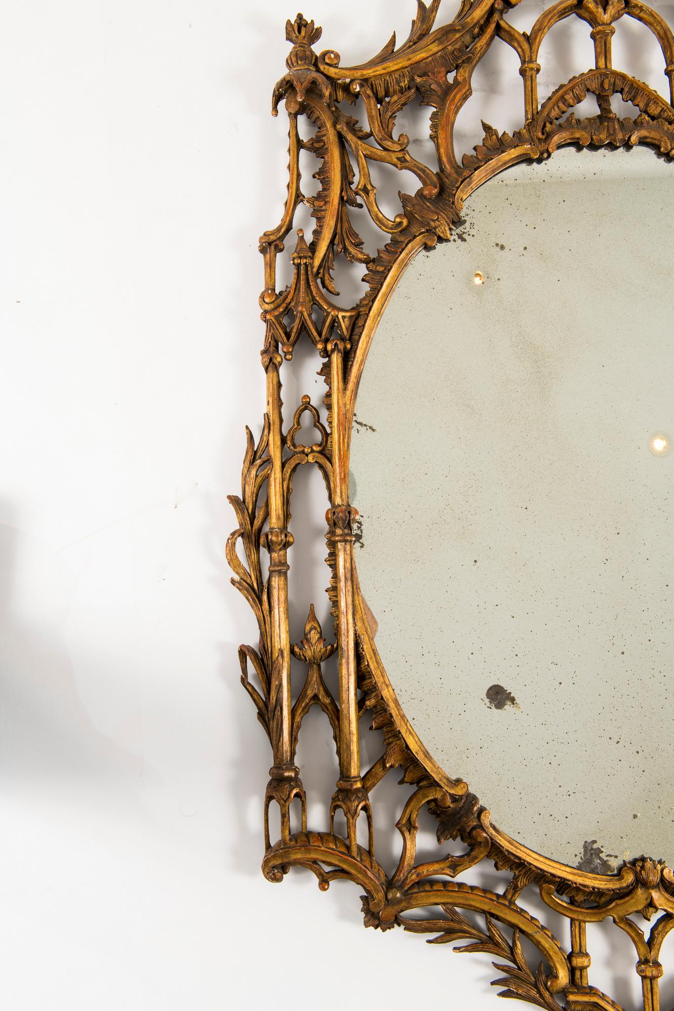 19th Century English Chippendale Giltwood Mirror In Good Condition For Sale In Houston, TX
