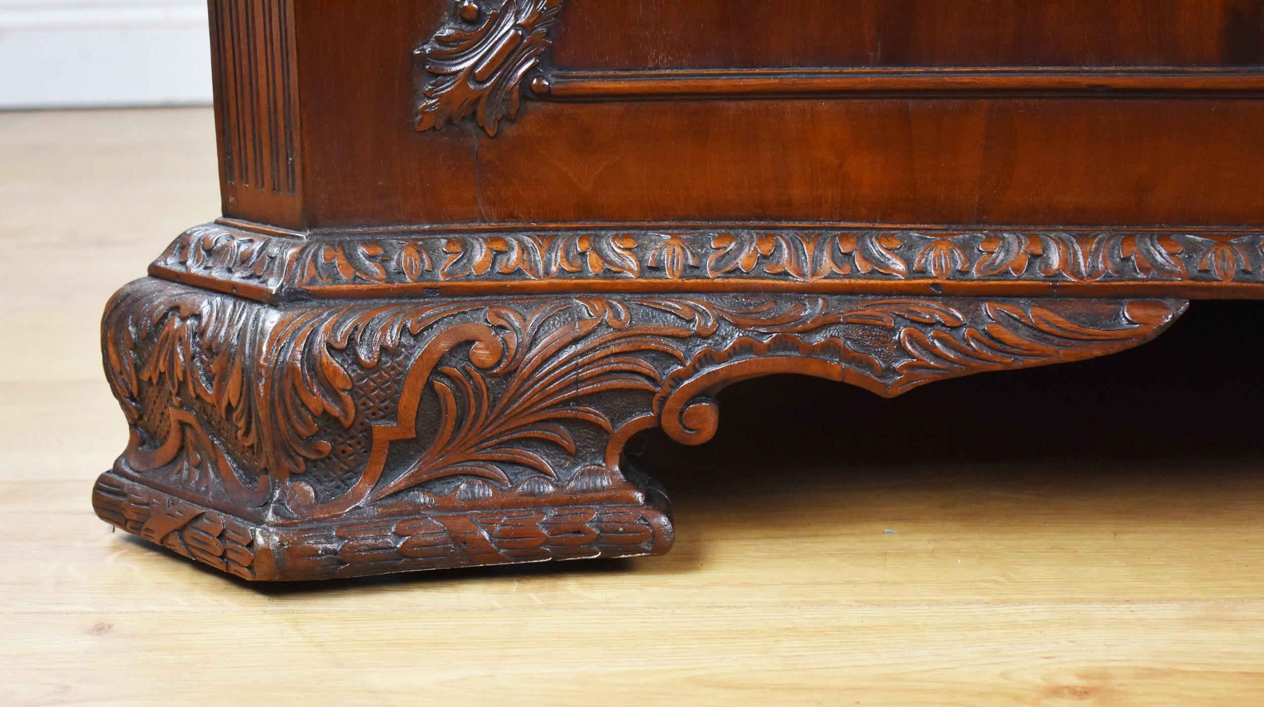 19th Century English Chippendale Mahogany Serpentine Partners Desk by S&H Jewell 4