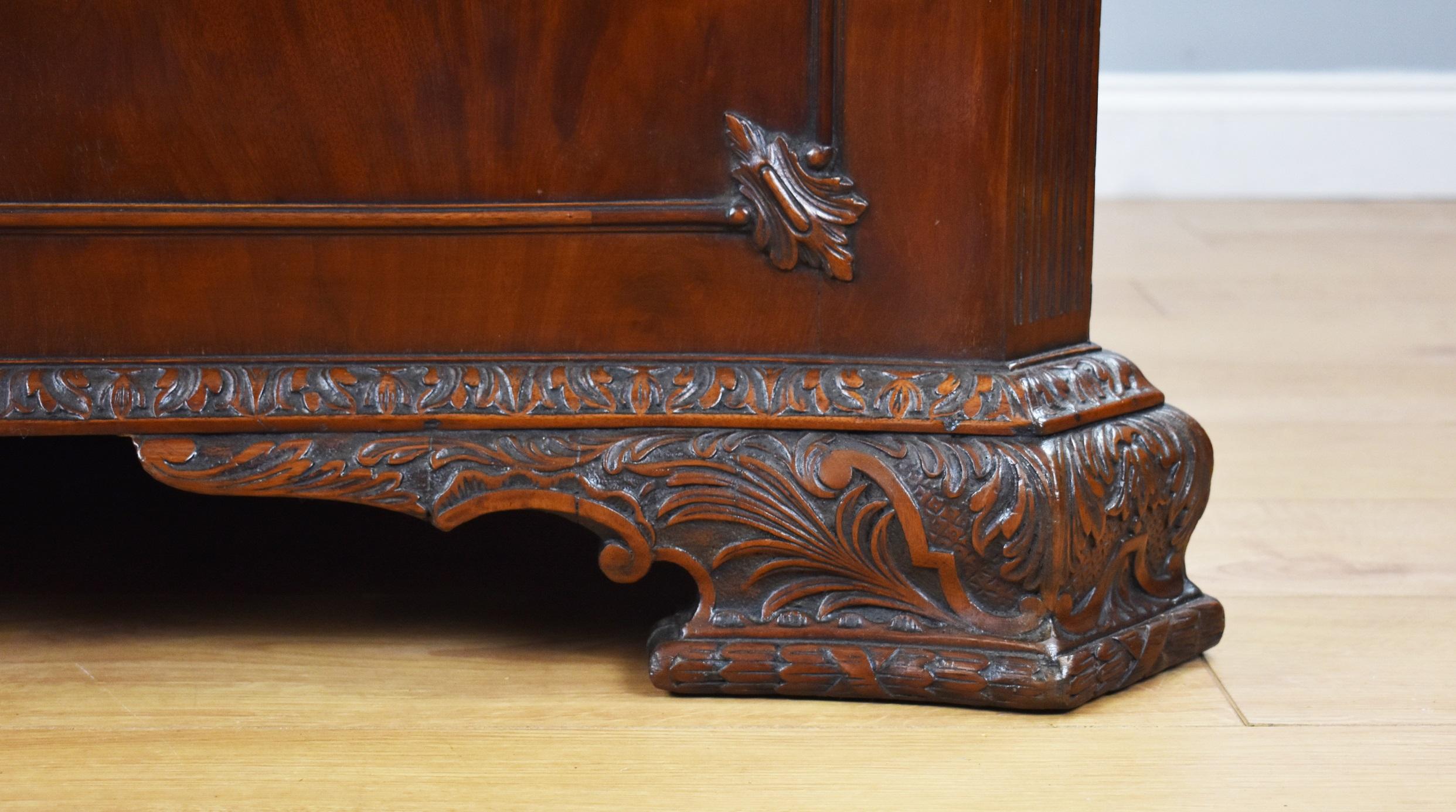 19th Century English Chippendale Mahogany Serpentine Partners Desk by S&H Jewell 11