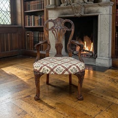 19th Century English Chippendale Style Carved Walnut Armchair