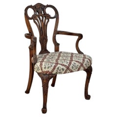 19th Century English Chippendale Style Carved Walnut Armchair