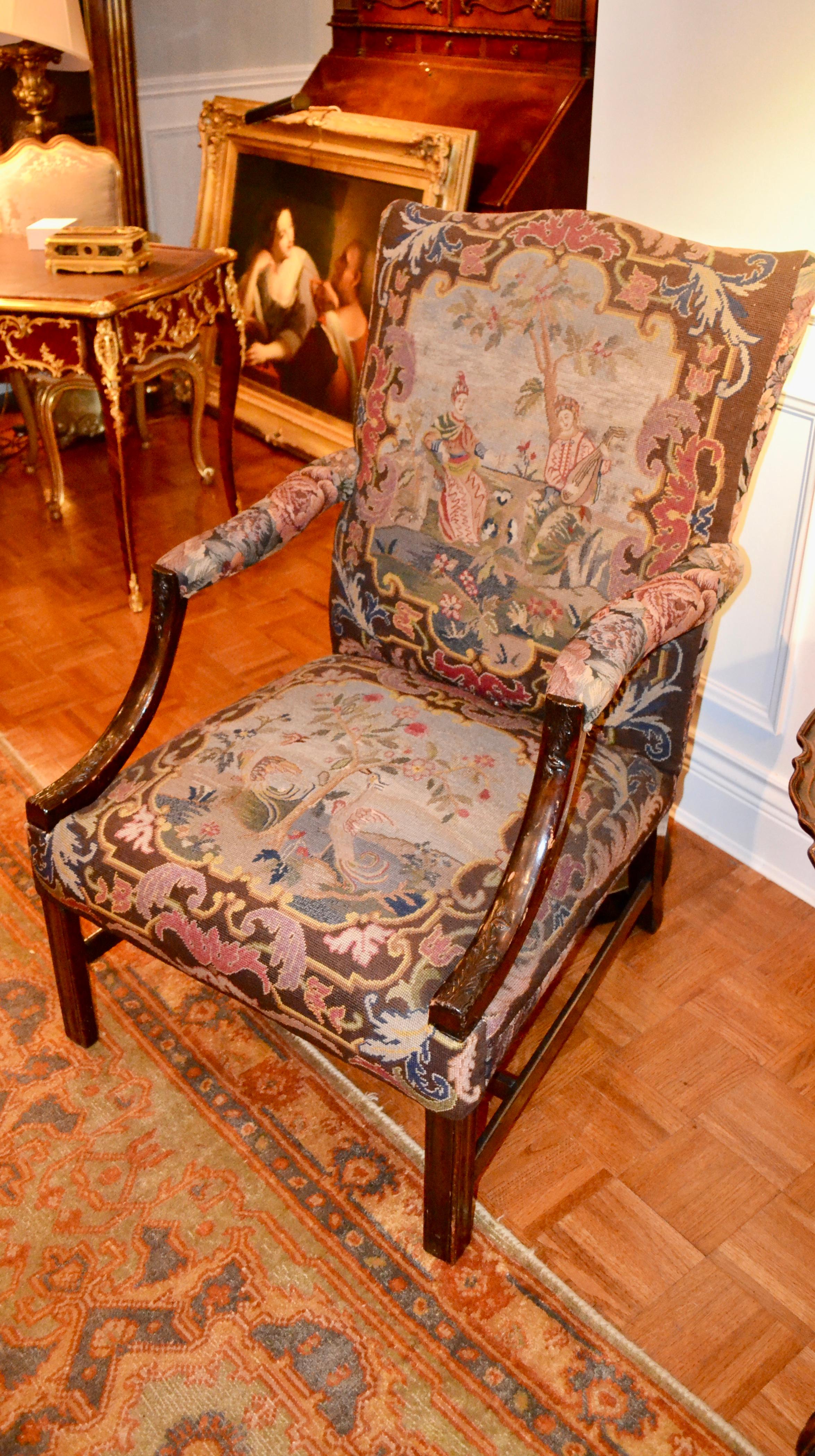 19th Century English Chippendale Style Library Chair In Good Condition For Sale In Vancouver, British Columbia