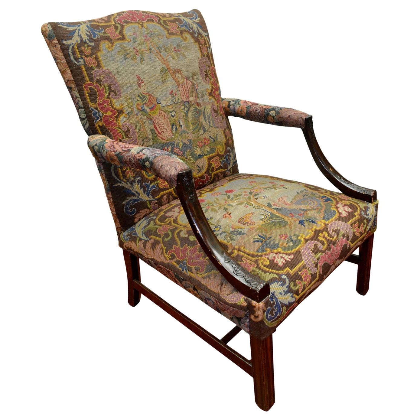 19th Century English Chippendale Style Library Chair For Sale