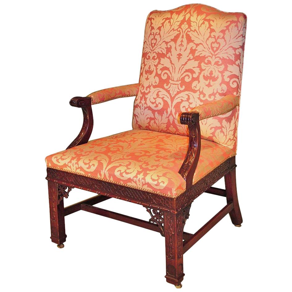 19th Century English Chippendale Style Mahogany Gainsborough Armchair