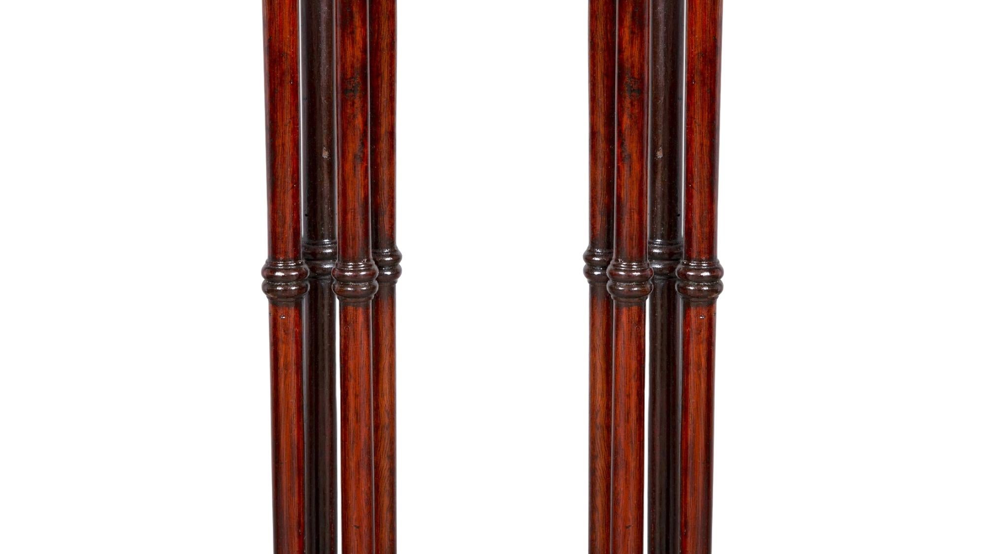Hand-Carved 19th Century English Chippendale Style Pair Tripod Foot Candle Stand / Pedestal For Sale