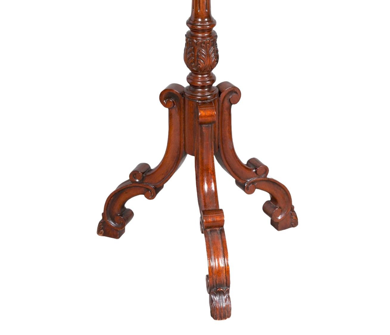 19th Century English Chippendale Style Pair Tripod Foot Candle Stand / Pedestal For Sale 1