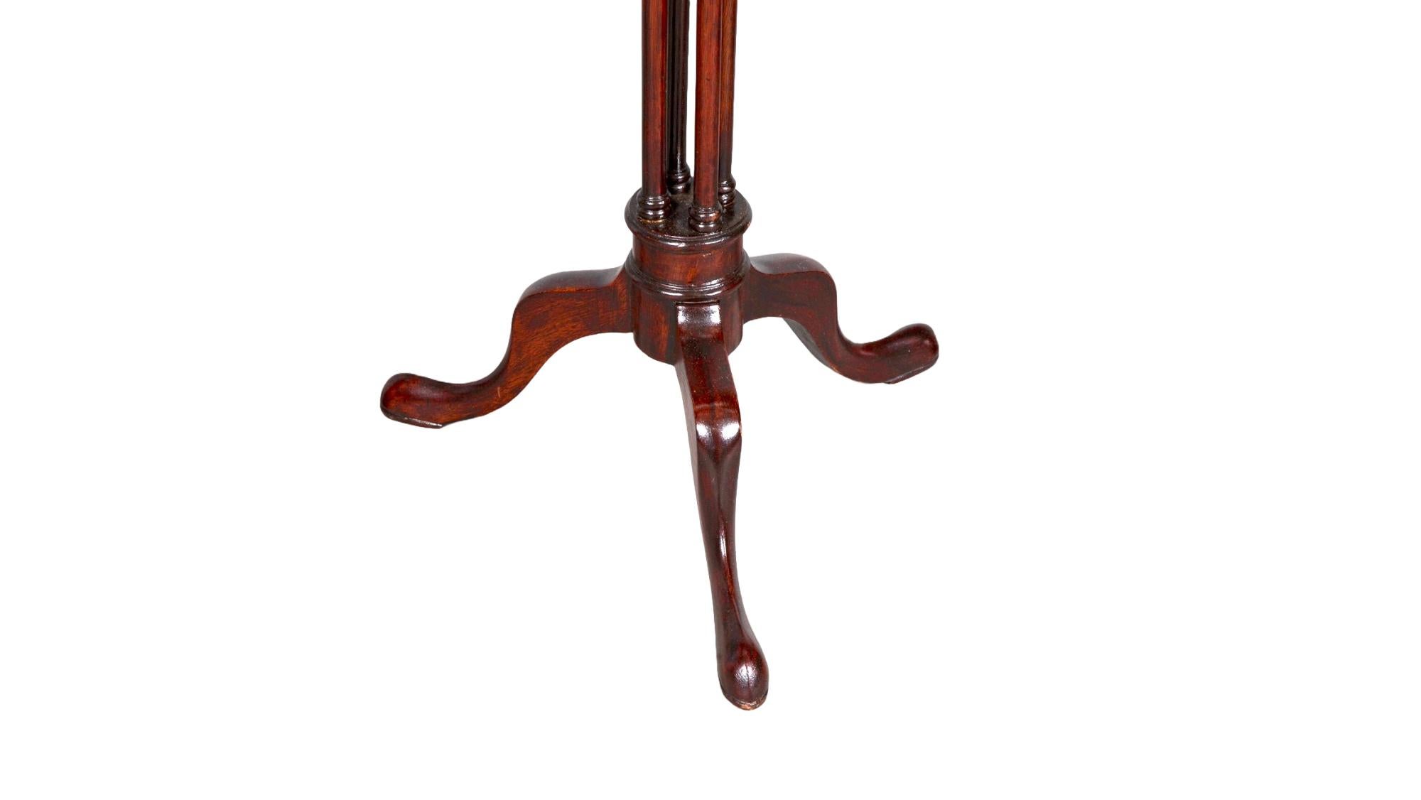 19th Century English Chippendale Style Pair Tripod Foot Candle Stand / Pedestal For Sale 3