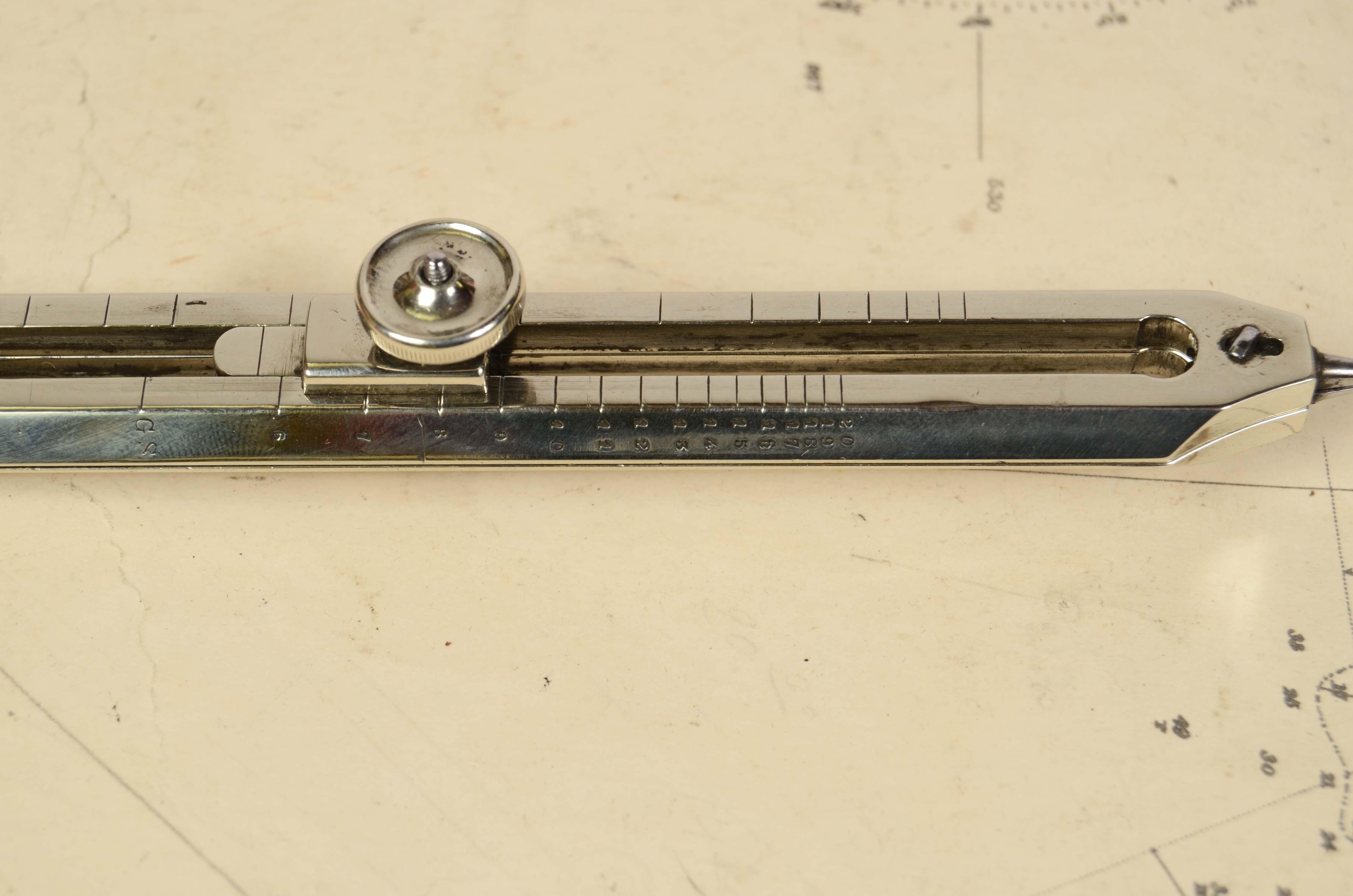 19th Century English Chrome Plated Brass Cross-Legged Reduction Compass For Sale 5