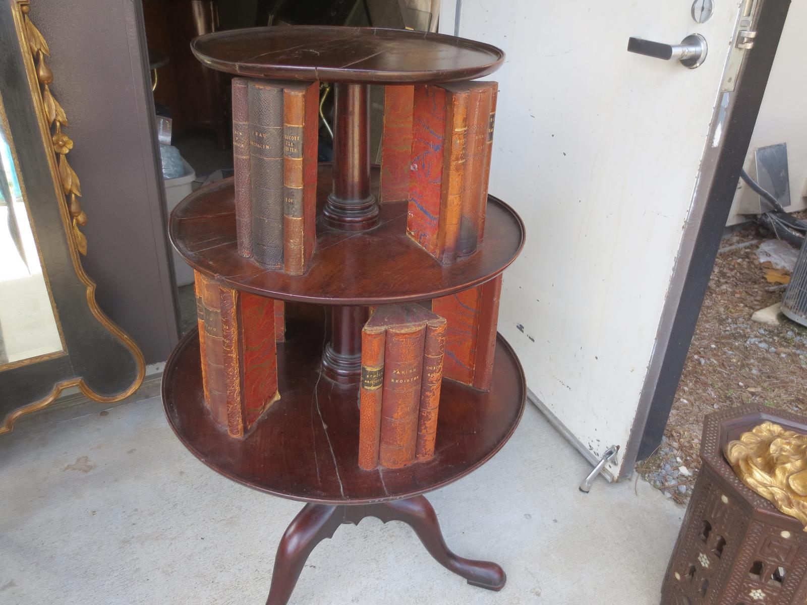 19th Century English Classic Revolving Book Stand, Mahogany For Sale 2