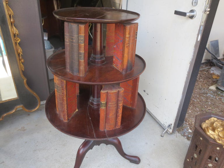 19th Century English Classic Revolving Book Stand, Mahogany For Sale at
