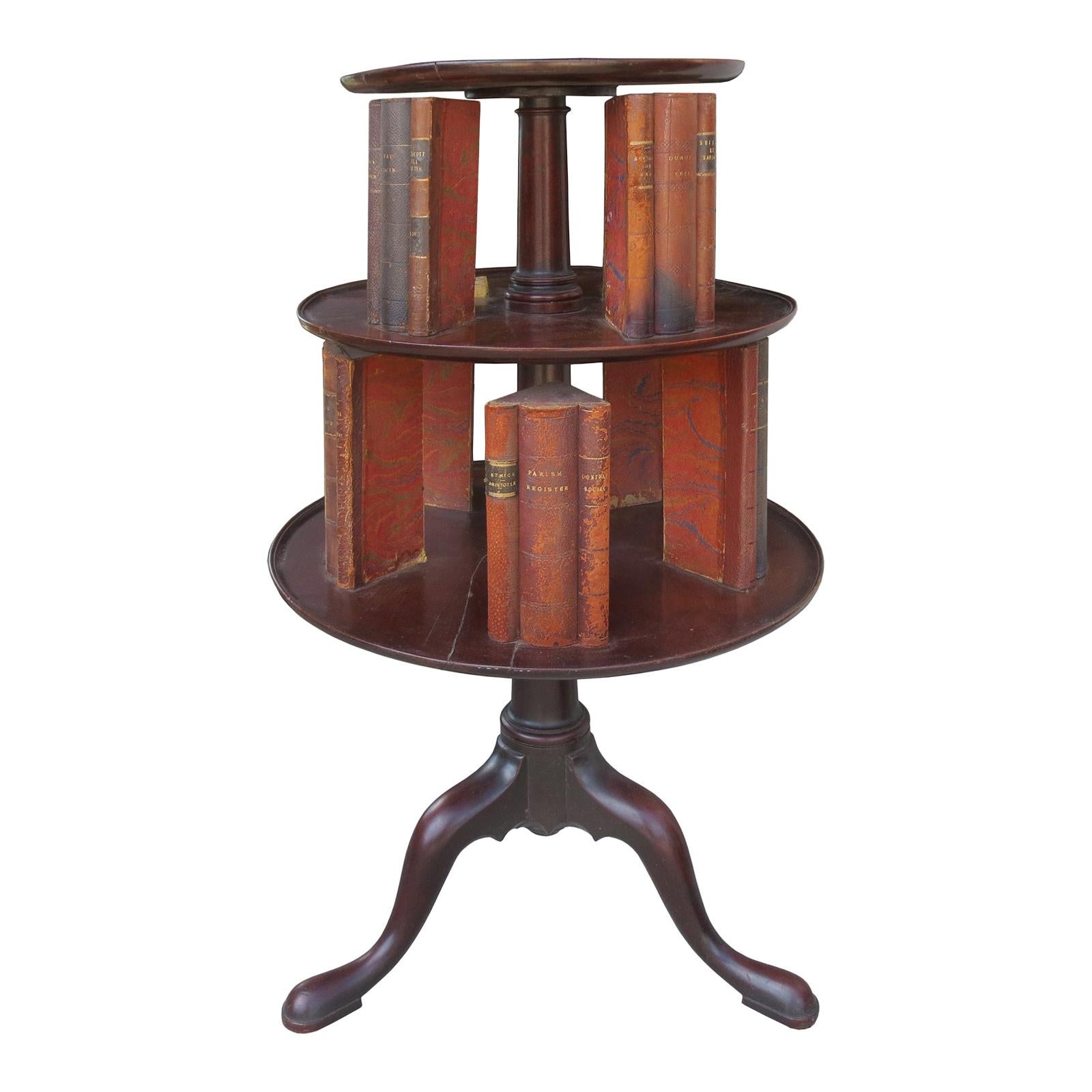 19th Century English Classic Revolving Book Stand, Mahogany For Sale
