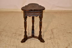 19th Century English Clover Top Oak Side Table
