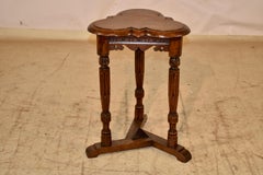 19th Century English Clover Top Oak Side Table
