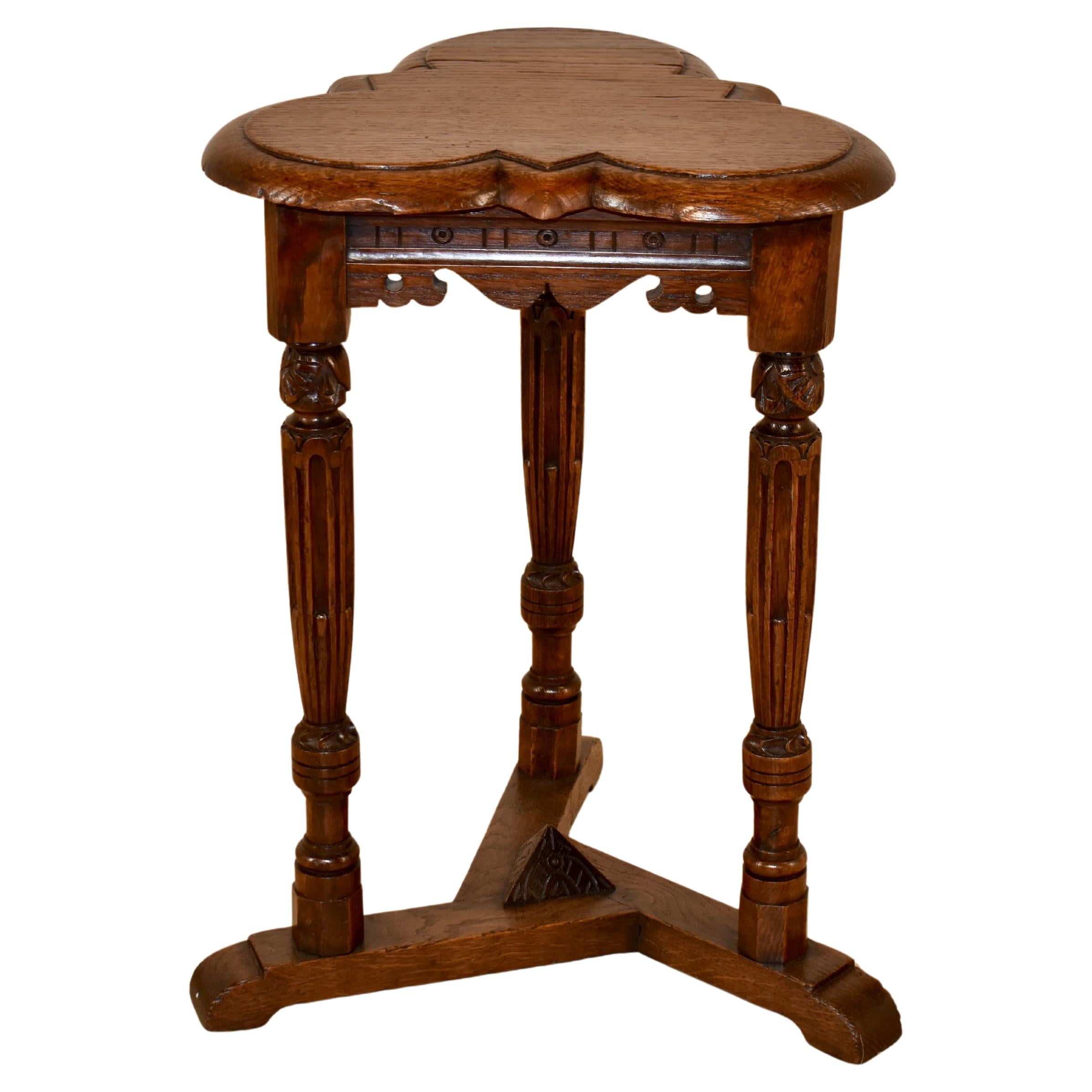 19th Century English Clover Top Oak Side Table