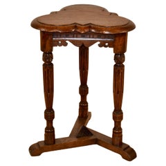 19th Century English Clover Top Oak Side Table