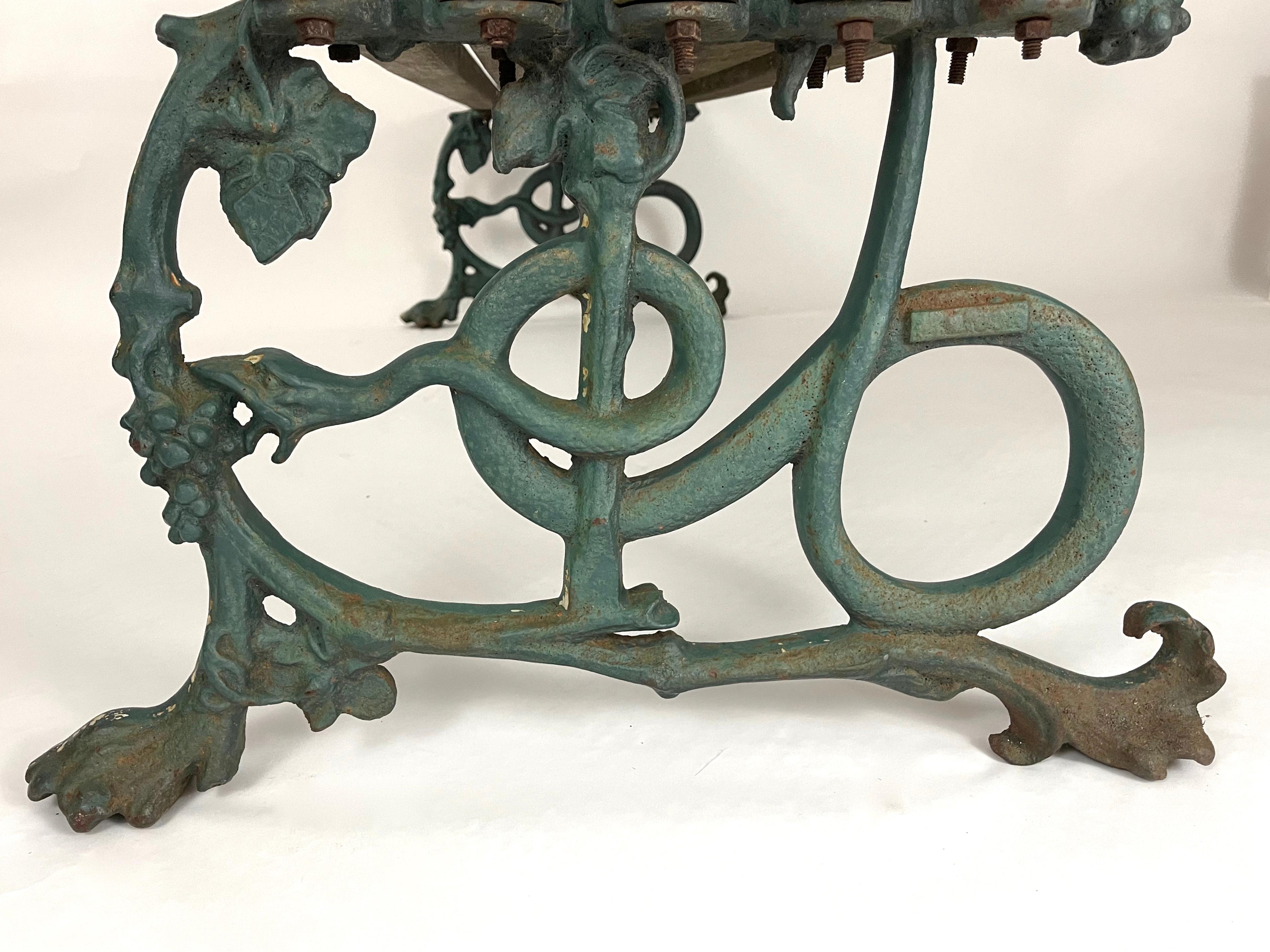 19th Century English Colebrookdale Cast Iron and Wood Garden Bench 7