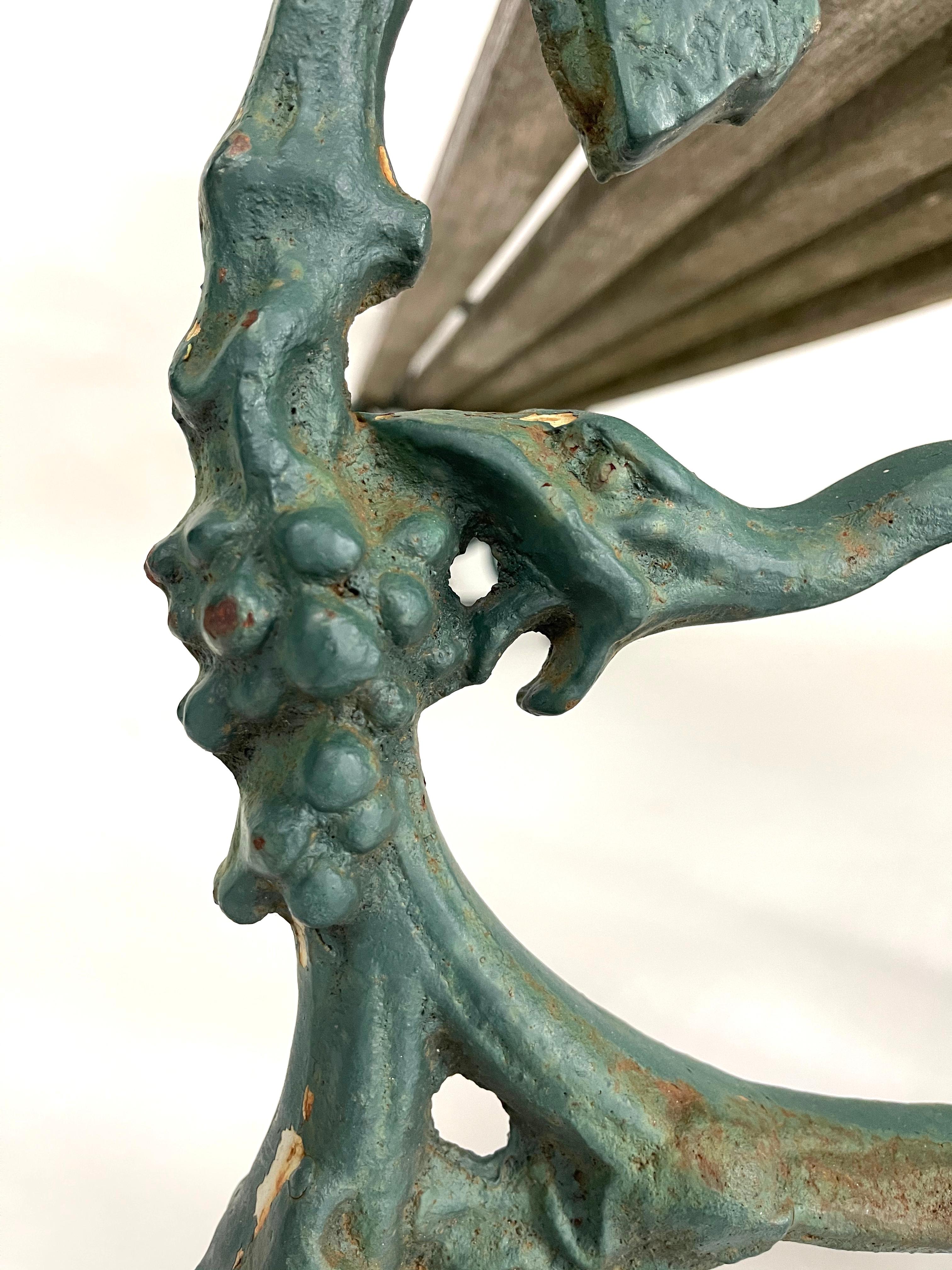 19th Century English Colebrookdale Cast Iron and Wood Garden Bench 9