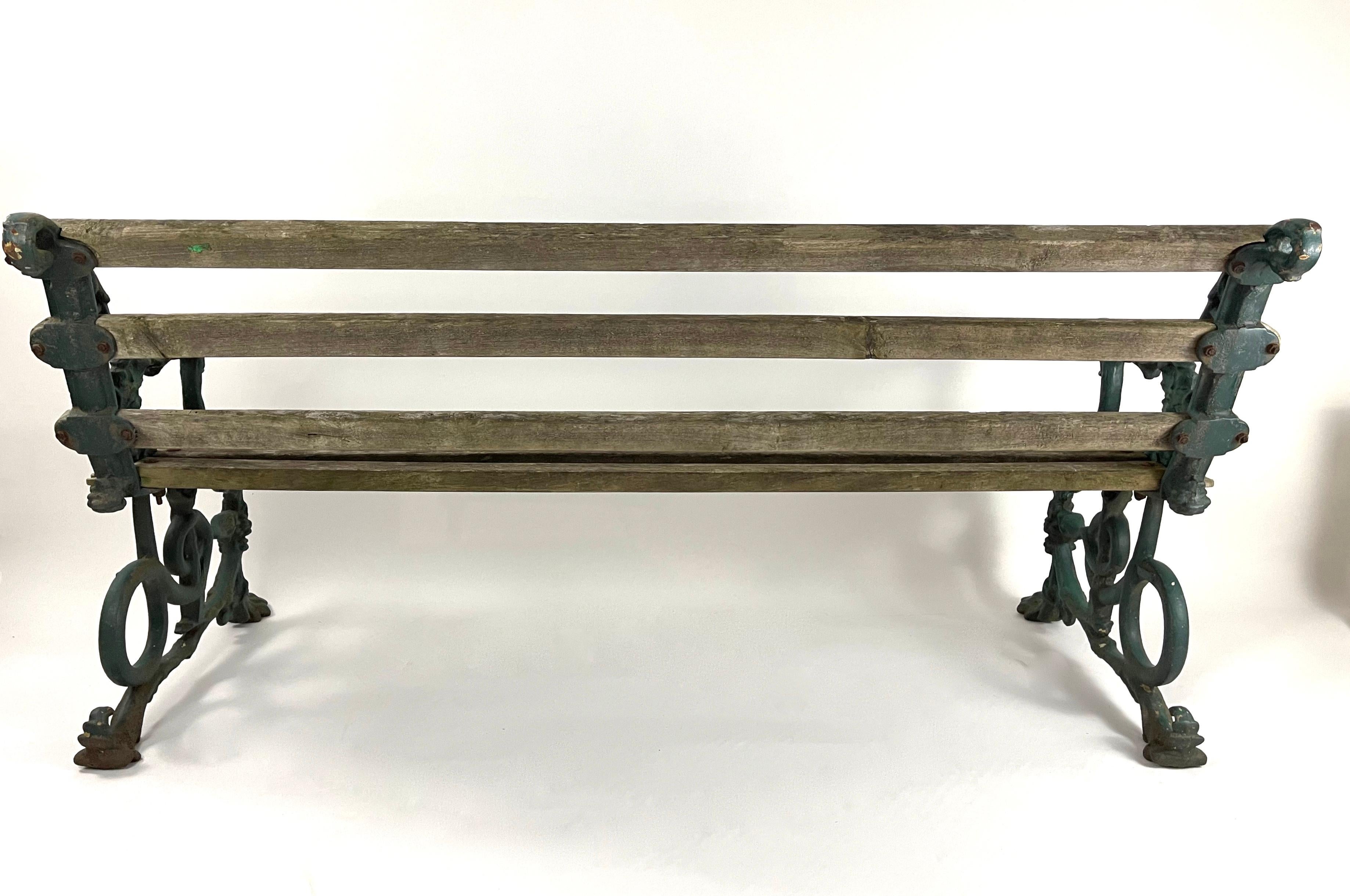 19th Century English Colebrookdale Cast Iron and Wood Garden Bench 14