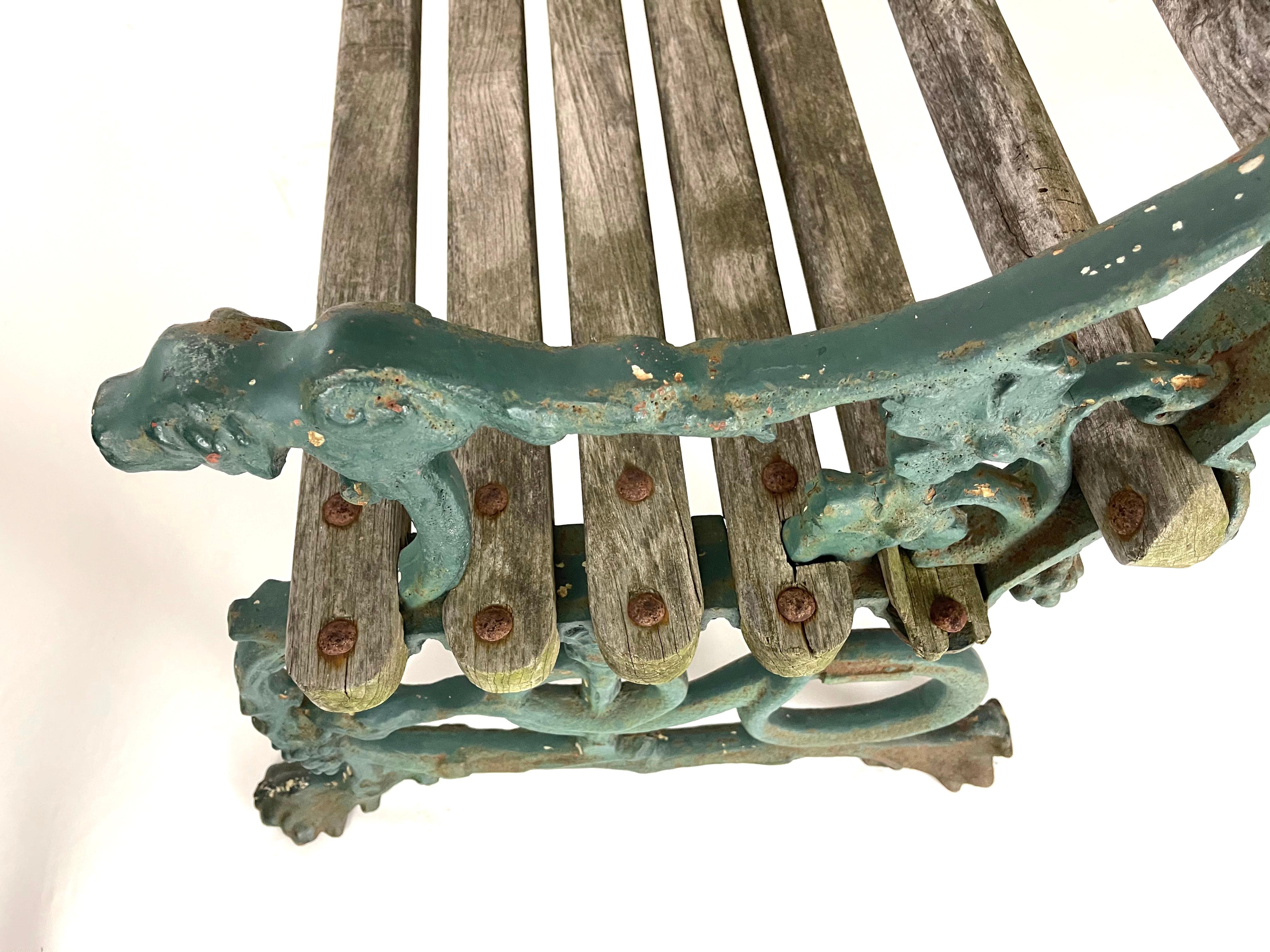 19th Century English Colebrookdale Cast Iron and Wood Garden Bench 1