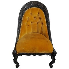 Antique 19th Century English Colonial Ebony Knitting Chair