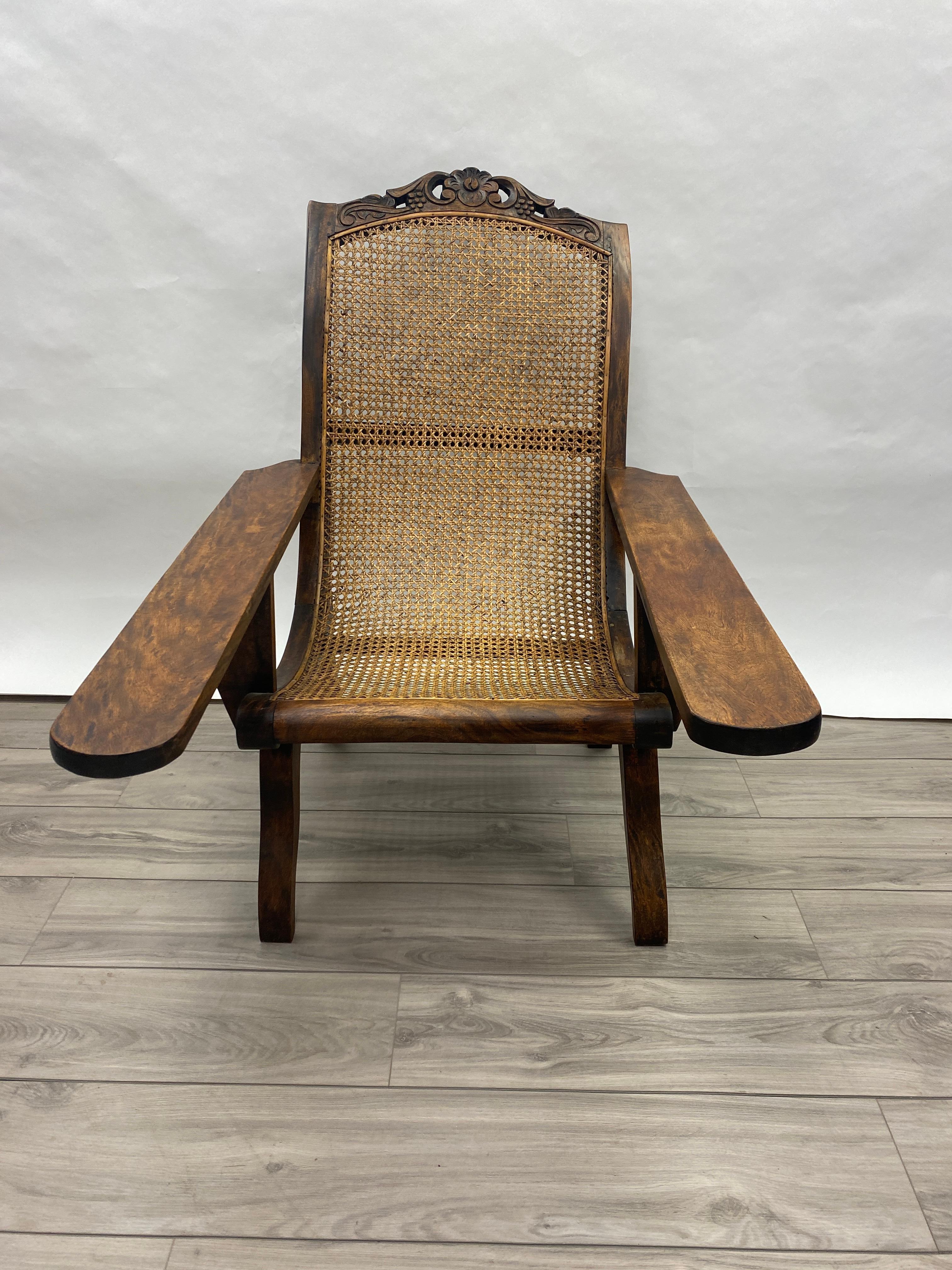 British Colonial 19th Century English Colonial Teak Plantation Chair