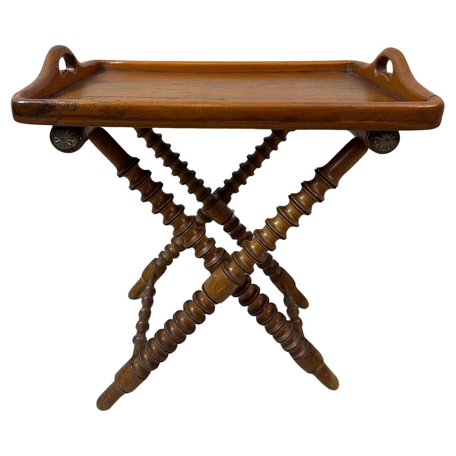 19th century English Colonial Walnut Tray Table, 1890s