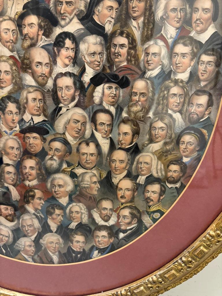 Lithographie anglaise en couleur du 19ème siècle « Eminent Men » avec cadre en bois doré en vente 5