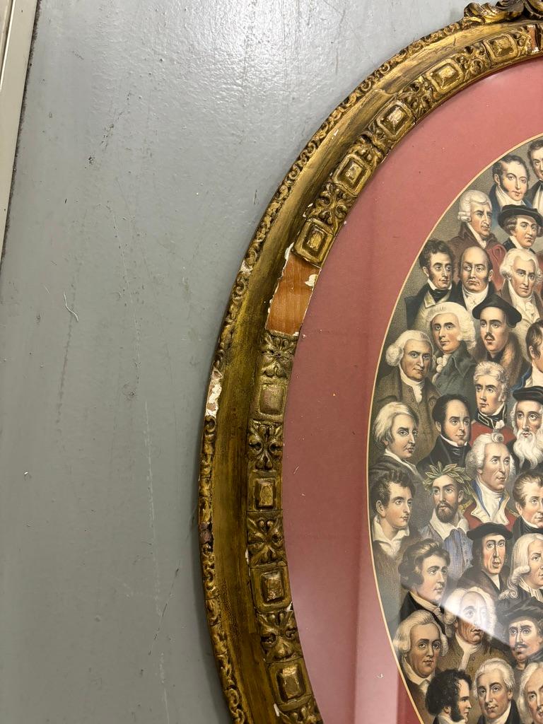 Lithographie anglaise en couleur du 19ème siècle « Eminent Men » avec cadre en bois doré en vente 9