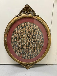 19th Century English Color Lithograph 'Eminent Men' Gilt Wood Frame