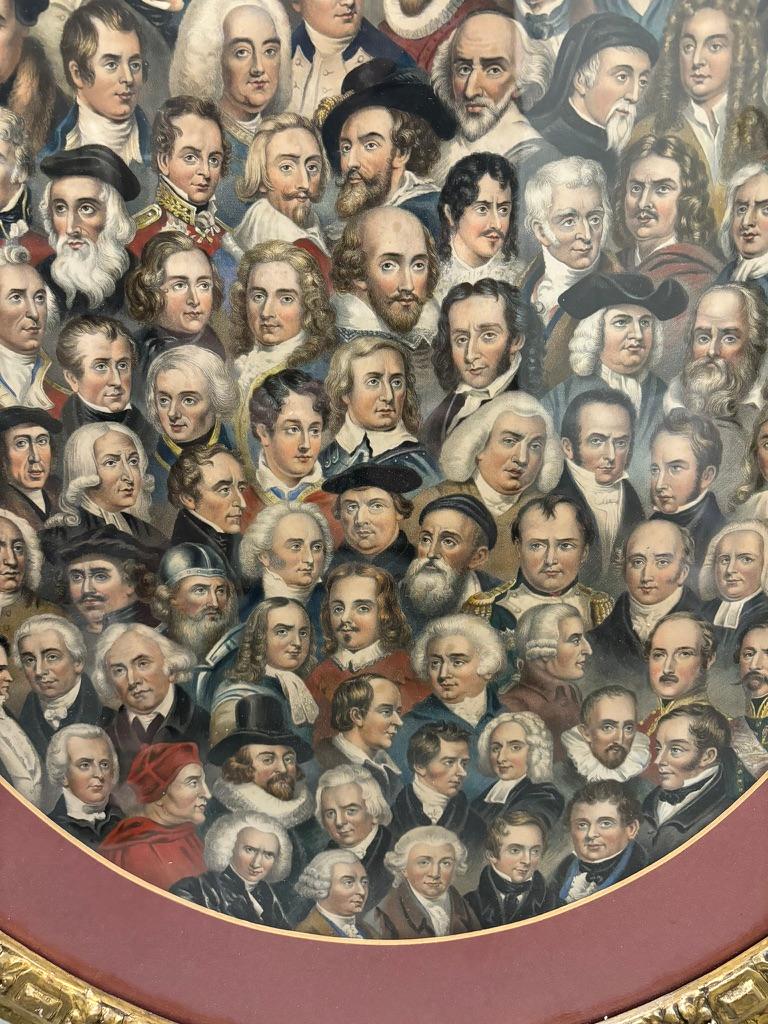 Lithographie anglaise en couleur du 19ème siècle « Eminent Men » avec cadre en bois doré en vente 1
