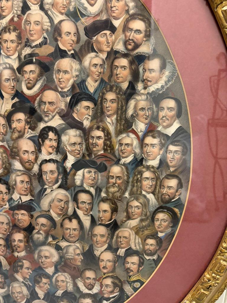 Lithographie anglaise en couleur du 19ème siècle « Eminent Men » avec cadre en bois doré en vente 2