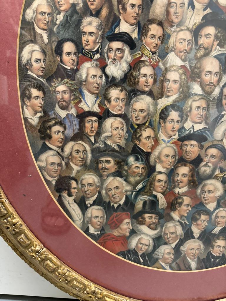 Lithographie anglaise en couleur du 19ème siècle « Eminent Men » avec cadre en bois doré en vente 4