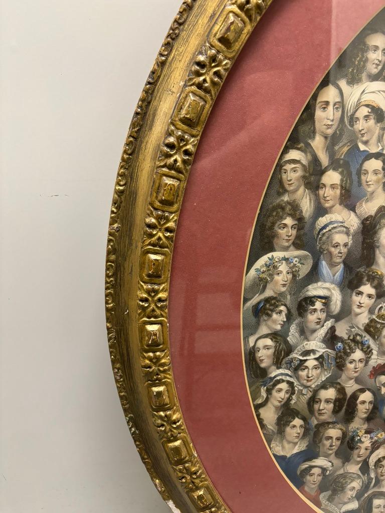 19th Century English Color Lithograph 'Eminent Women'  Gilt Wood Frame For Sale 5