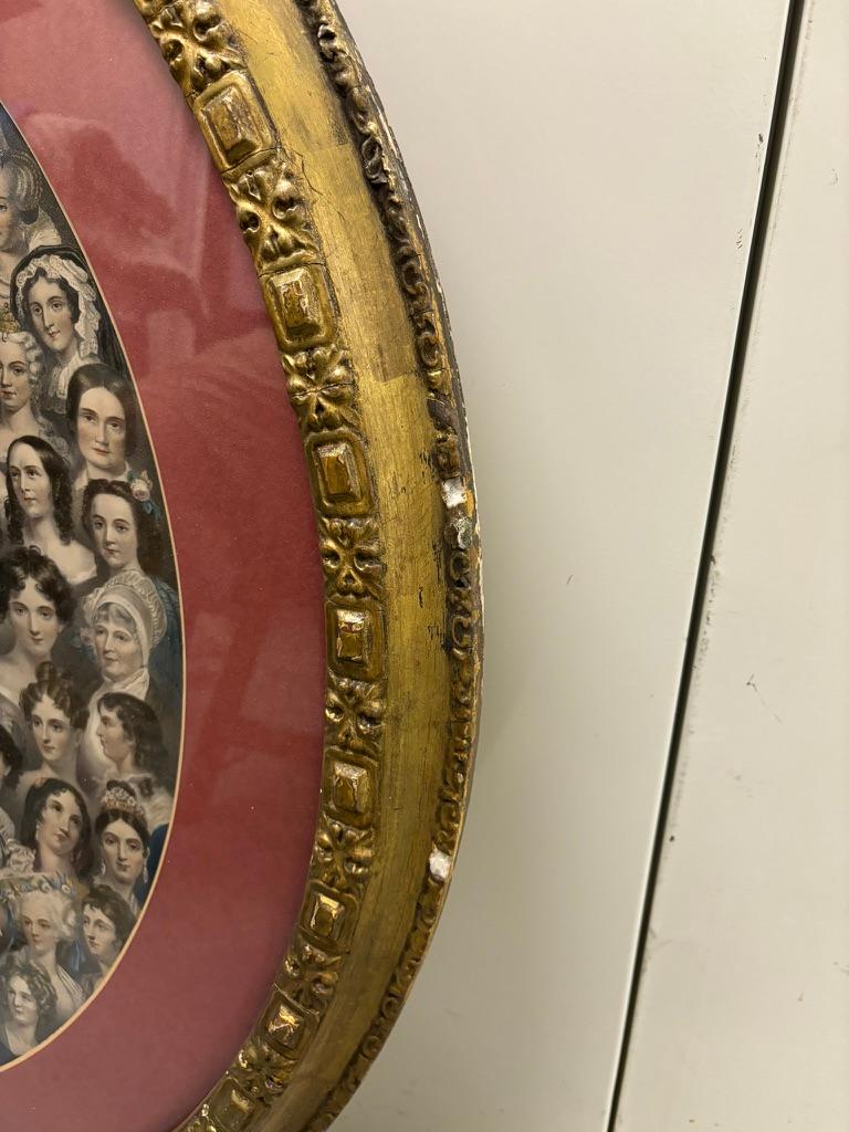 19th Century English Color Lithograph 'Eminent Women'  Gilt Wood Frame For Sale 7
