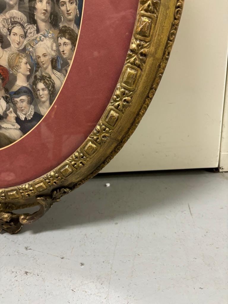 19th Century English Color Lithograph 'Eminent Women'  Gilt Wood Frame For Sale 8