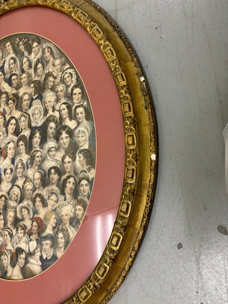 19th Century English Color Lithograph 'Eminent Women'  Gilt Wood Frame For Sale 10