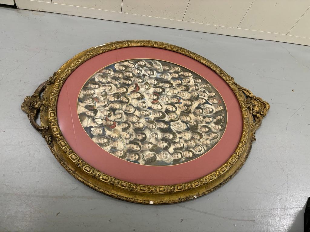 19th Century English Color Lithograph 'Eminent Women'  Gilt Wood Frame For Sale 11