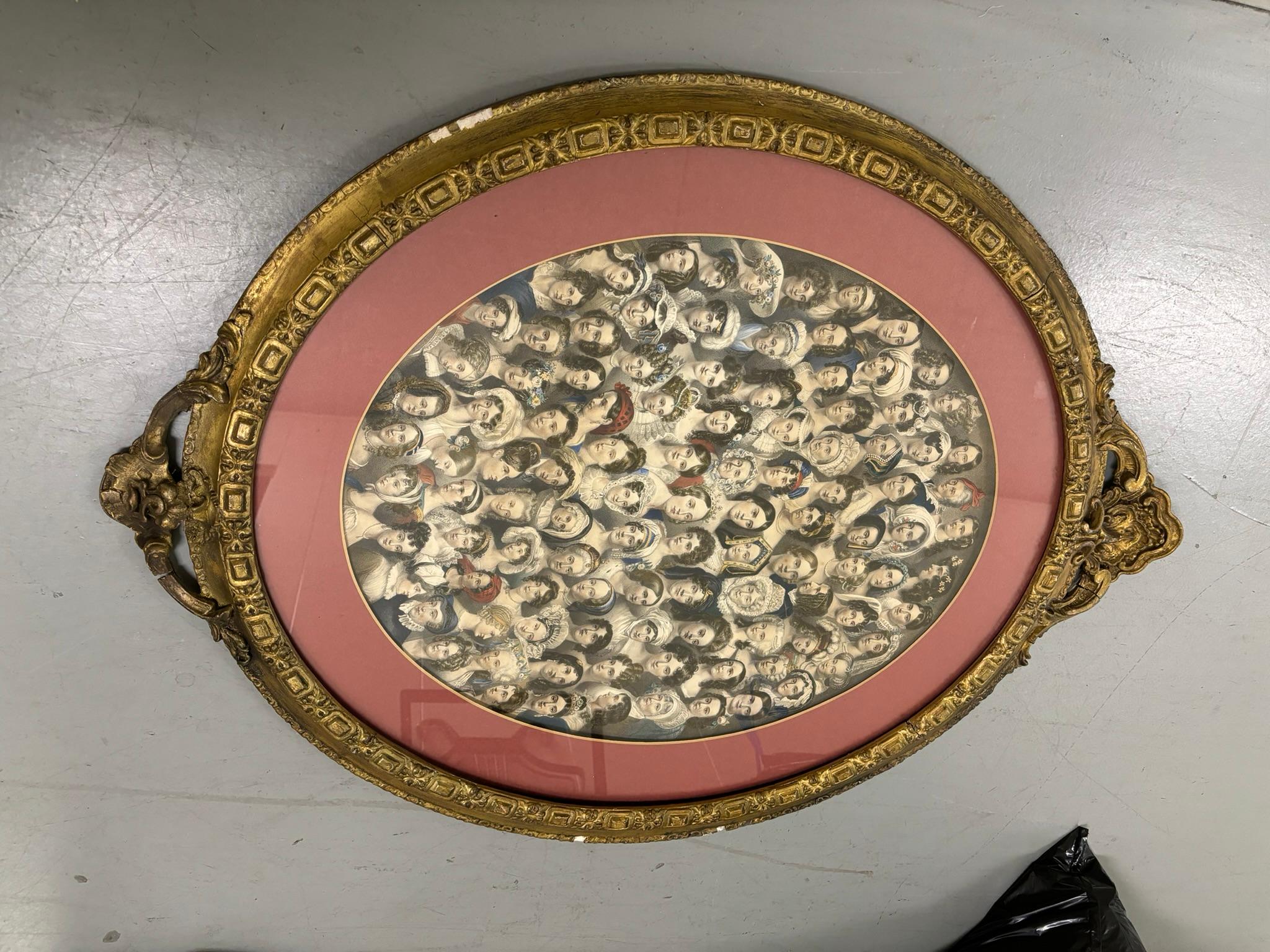19th Century English Color Lithograph 'Eminent Women'  Gilt Wood Frame For Sale 12