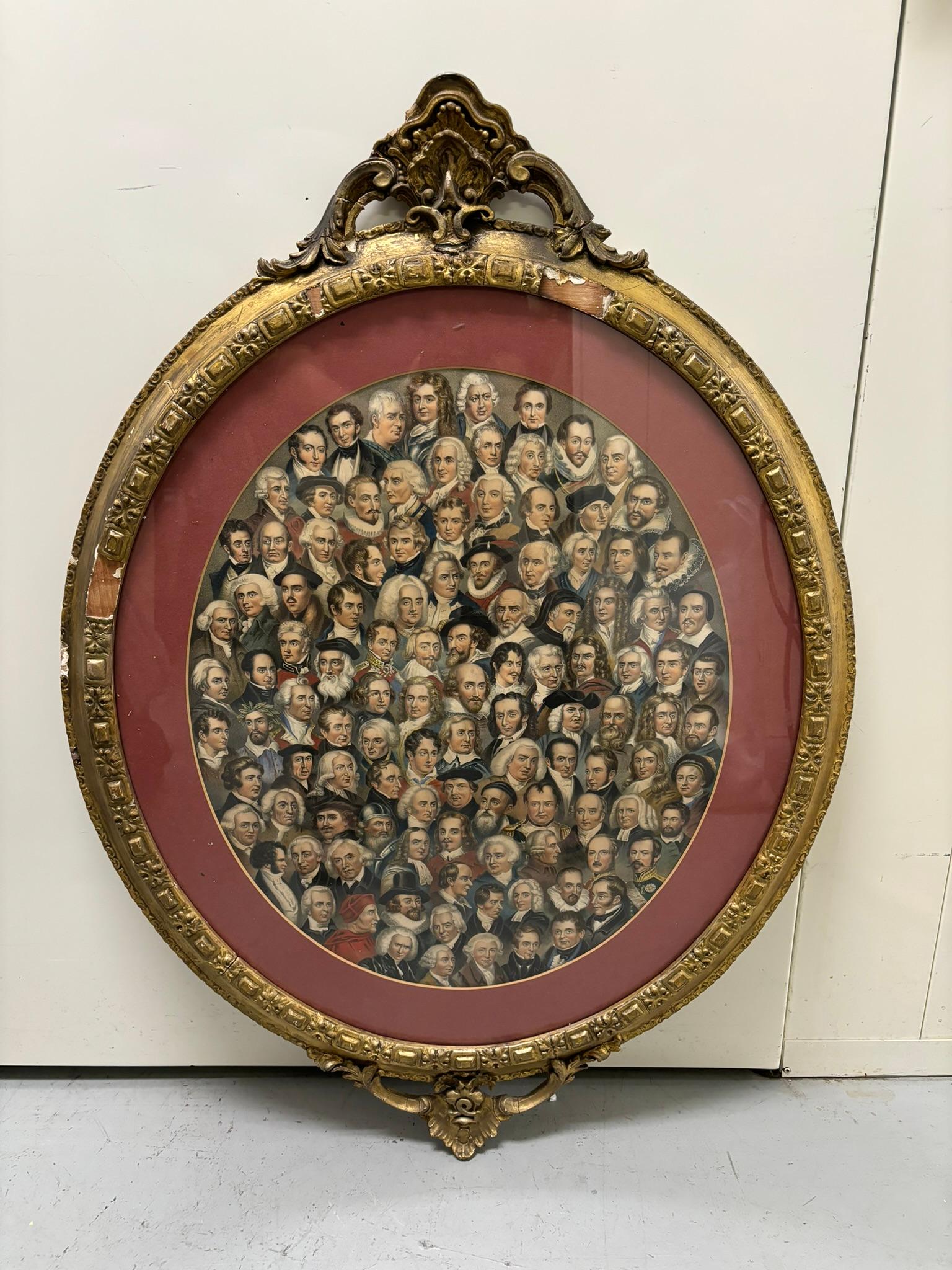 19th Century English Color Lithograph 'Eminent Women'  Gilt Wood Frame For Sale 15
