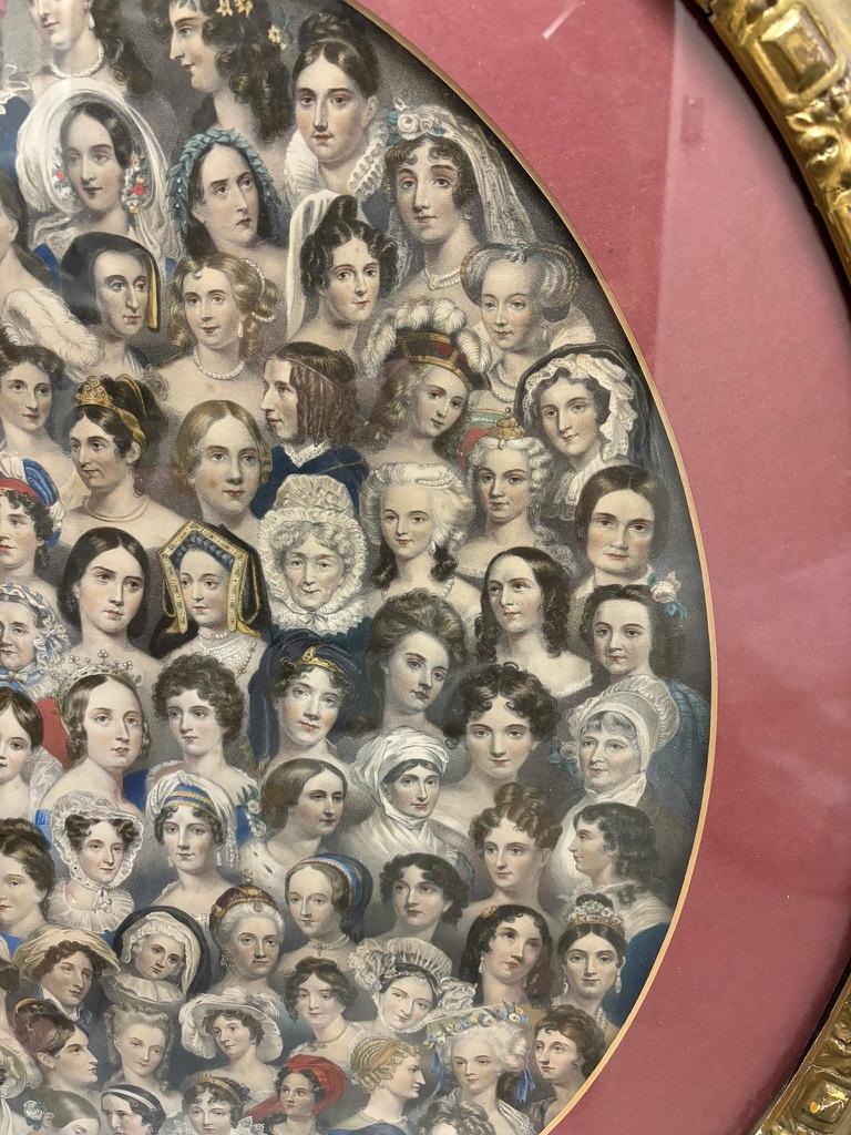 High Victorian 19th Century English Color Lithograph 'Eminent Women'  Gilt Wood Frame For Sale