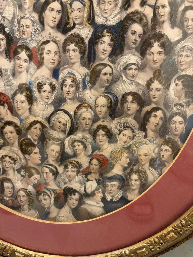 19th Century English Color Lithograph 'Eminent Women'  Gilt Wood Frame In Good Condition For Sale In Stamford, CT